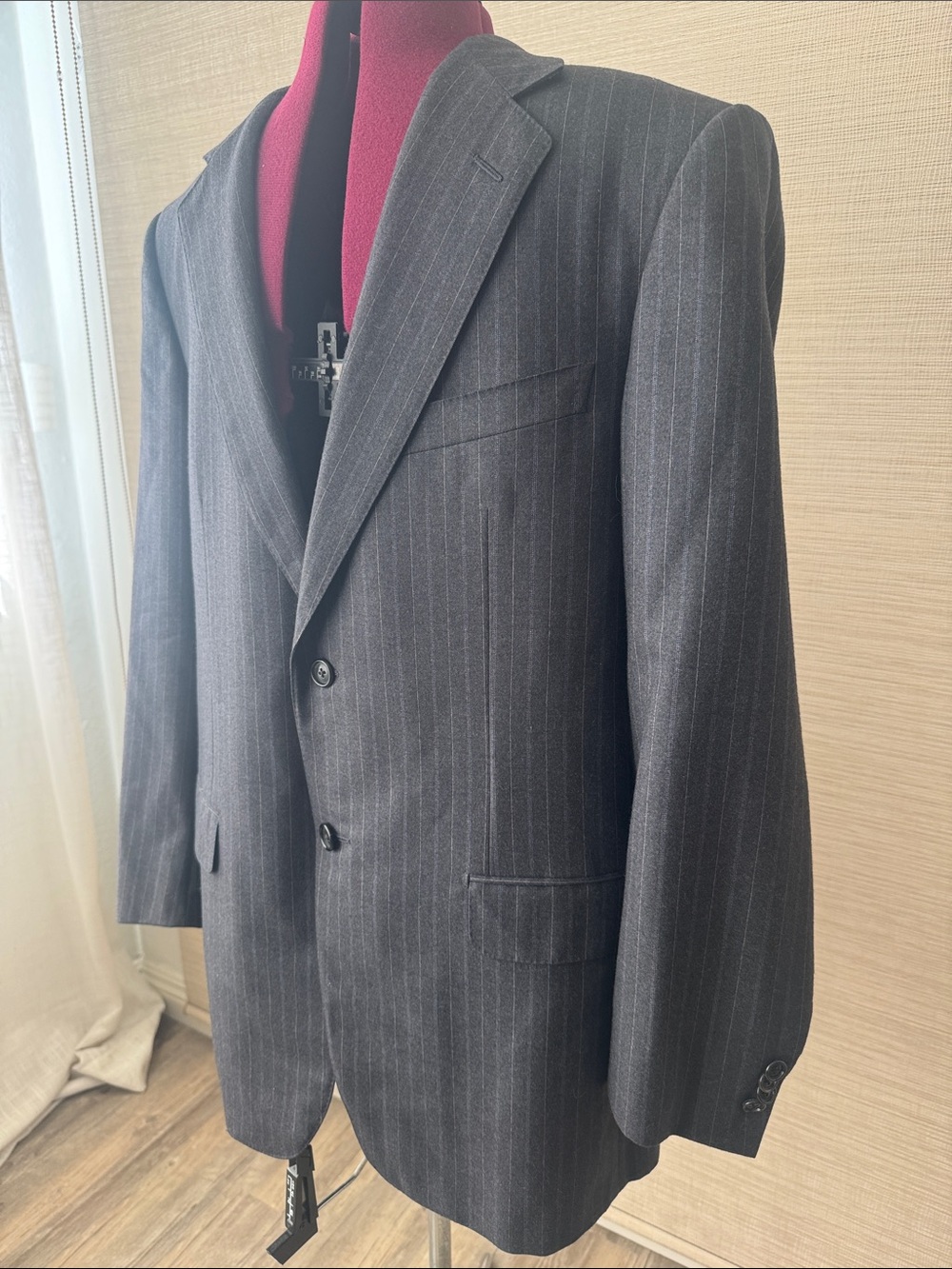 Saks Fifth Avenue Charcoal Pinstripe Suit Jacket